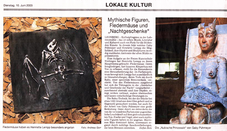 Leonberger Zeitung – Myhtische Figuren, Fledermäuse und Nachtgeschenke