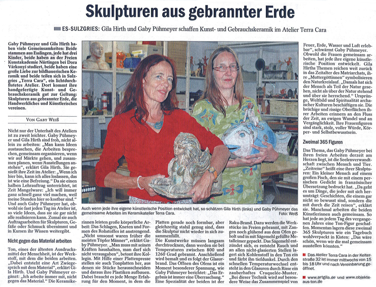 2011 Esslinger Zeitung Skulpturen aus gebrannter Erde
