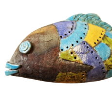 Keramikfisch – Rakufisch TÜRKIS GELB