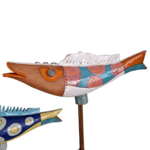 Keramikfisch - BLAU ORANGE 37 cm