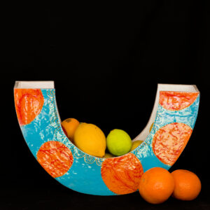 Keramik OBSTSCHALE TÜRKIS ORANGE GOLD