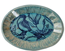 Seifenschale aus Keramik VOGEL MIT GOLD