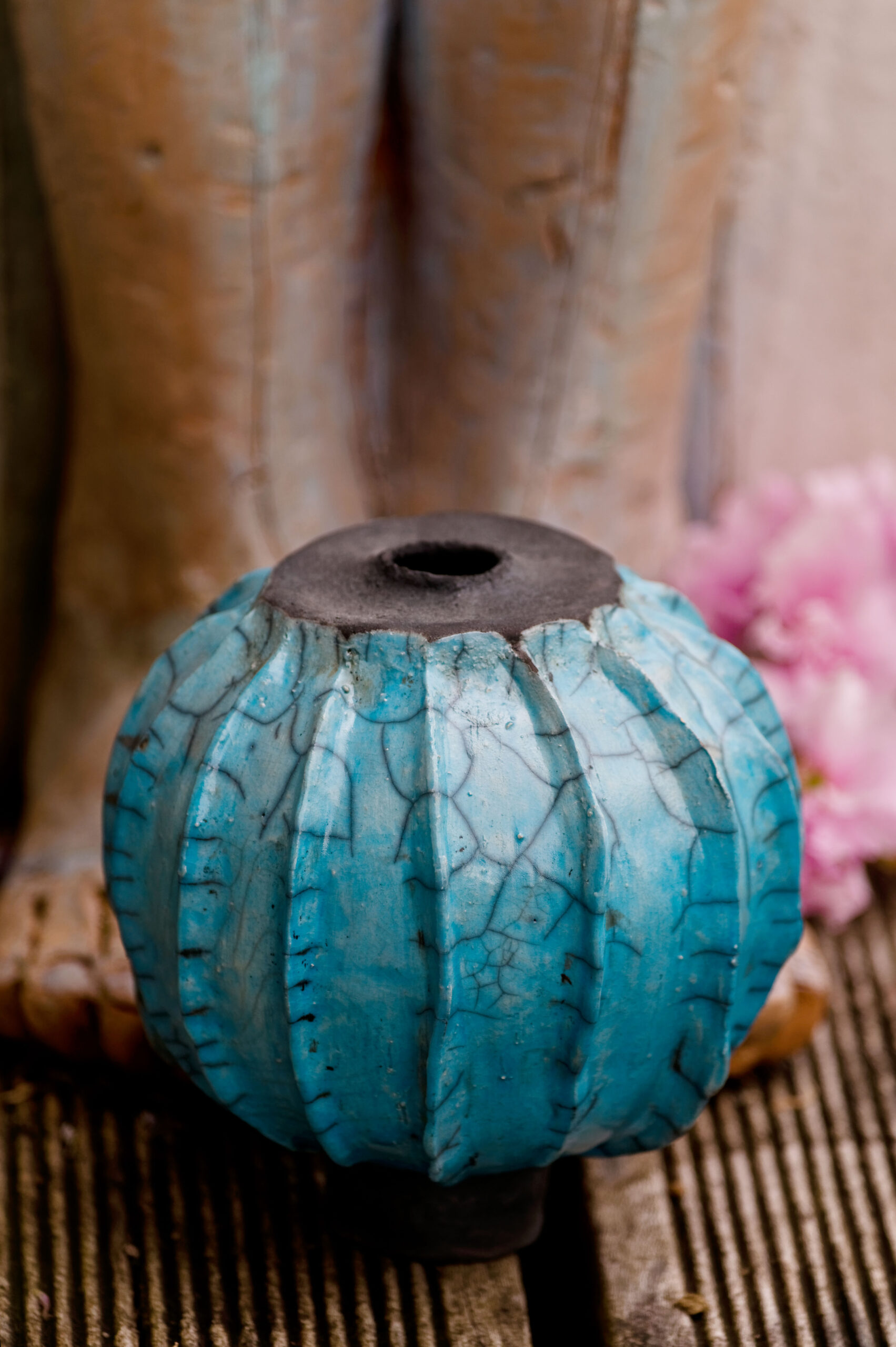 BLAUE Raku-Vase UNIKAT aus Keramik – Bild 3