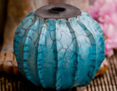 BLAUE Raku-Vase UNIKAT aus Keramik