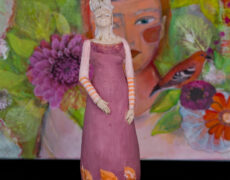 Skulpturen aus Keramik GIRL ROSA ORANGE