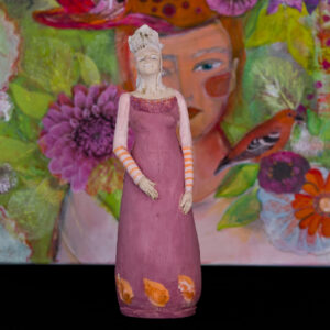 Skulpturen aus Keramik GIRL ROSA ORANGE